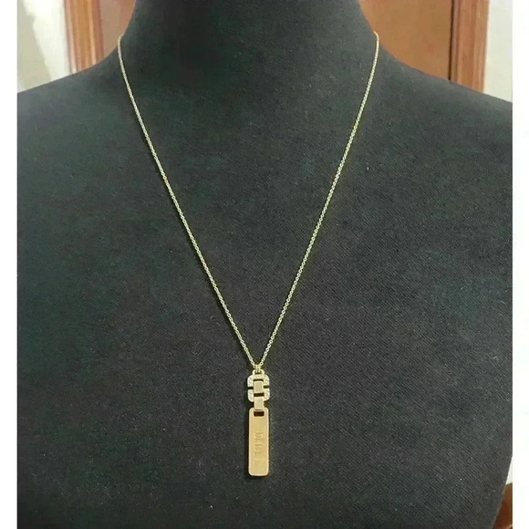 DKNY Gold Tone 38'' Crystal Adjustable Pendant Necklace NWOT - Picture 2 of 5